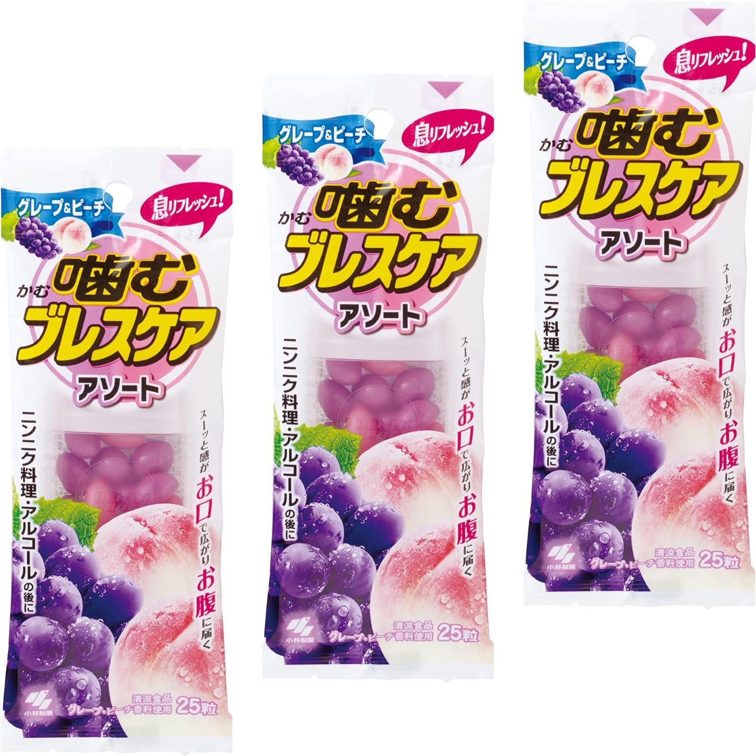 乐天商城 - 噛むブレスケア 息リフレッシュグミ 2つの味 25個 3個セット 8LINK