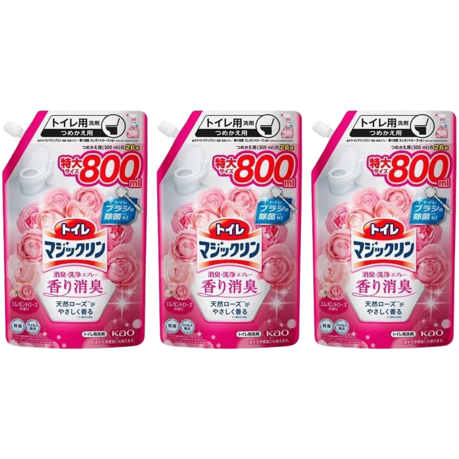 花王 トイレマジックリン スプレー香り 消臭ローズ 詰替特大 800ml 3個セット 8LINK