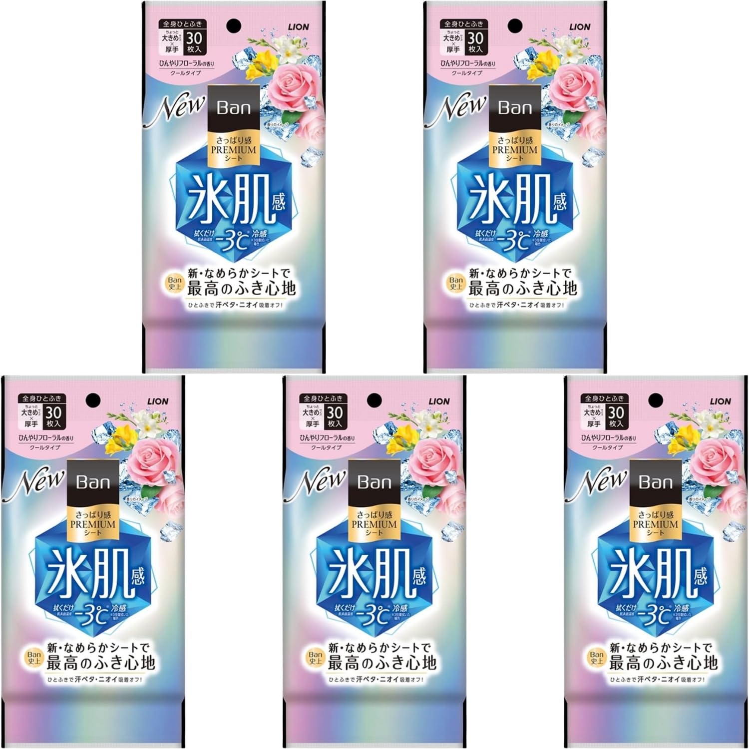 乐天商城 - LION Ban さっぱり感PREMIUMシート クールタイプ ひんやりフローラルの香り 30枚 5個セット 8LINK