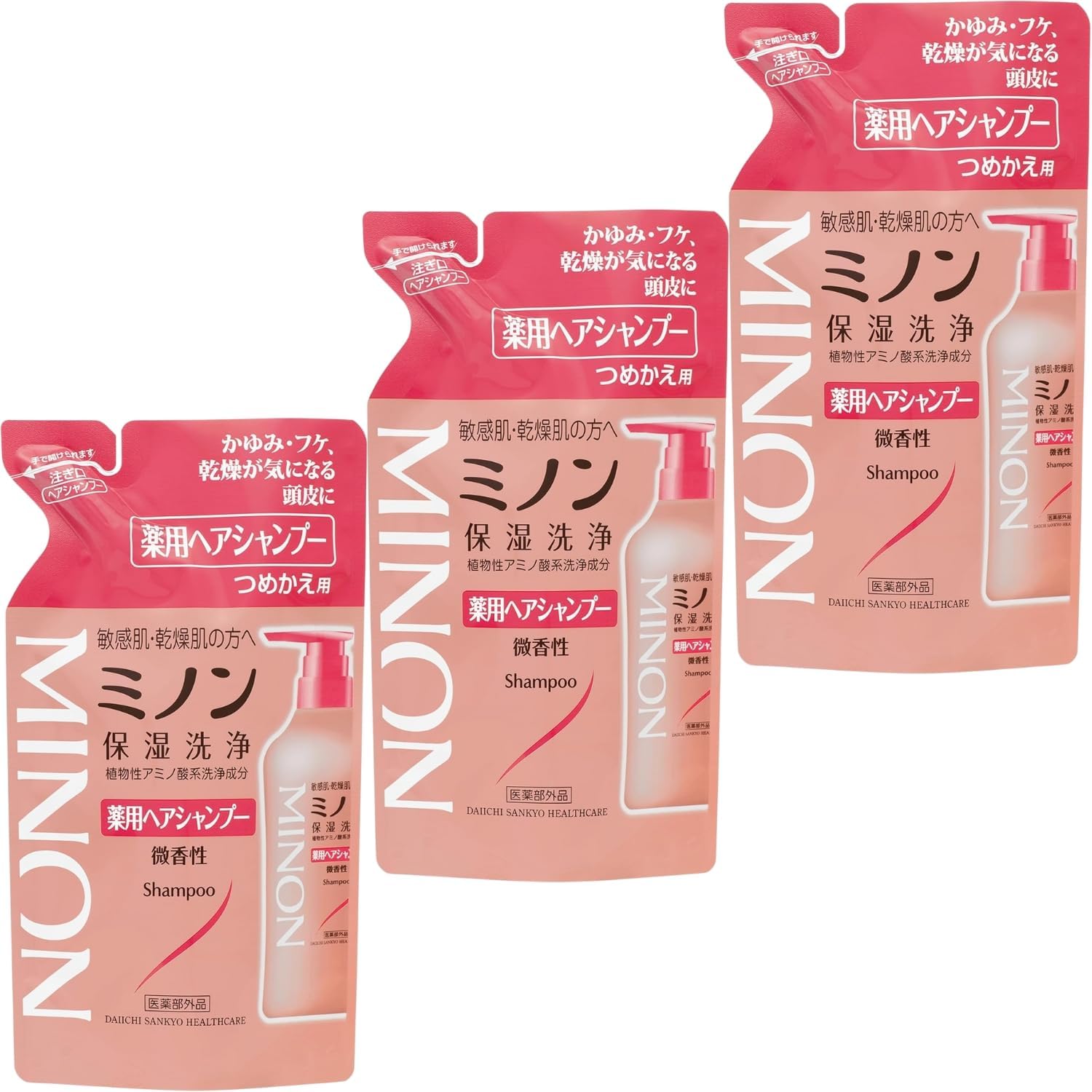 乐天商城 - ミノン ヘアシャンプー 詰め替え 380mL 8LINK 詰め替え3個セット