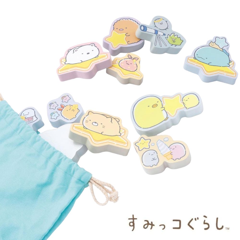 すみっコぐらし ほしぞらつみき 木製 積み木 知育玩具 192112 マルカ かわいい おもちゃ サンエックス すみっこぐらし 収納 巾着袋つき 星空 インテリア Wooden Toy 知育おもちゃ パステルカラー ギフト プレゼント 誕生日 クリスマス こども 女の子 3歳 4歳 5歳 送料無料
