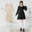【SALE】 バックリボンロングフレアワンピース レディース ワンピース ブラウス シャツワンピース ロング マキシ Rose DearMyLove 春 夏 ショート ベージュ ブラック M L LL 3L 大きいサイズ フレンチガーリー 量産型 ガーリー サブカル ロリータ