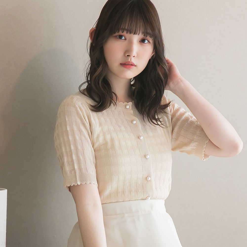 【SALE】【メール便対応】シアーチェックミニカーデトップス レディース トップス カーディガン 透け感 チェック ミニ丈 パールボタン 2WAY Newlym...