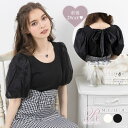 【SALE】 選べるネックシアーリボンガーリートップス レディース トップス Tシャツ ボリューム袖 リボン 透け感 ハートネック ラウンドネック 2WAY ホワイト ブラック フレンチガーリー 量産型 DearMyLove Rose 夢展望