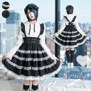 ミルフィーユフリルスカート middle M - 3L レディース スカート サスペンダー フリル ギャザー レース リボン ひざ丈 ピンク ブラック 大きいサイズ ゴスロリ DearMyLove 夢展望