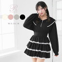 ハーフジップティアードフリルミニワンピース