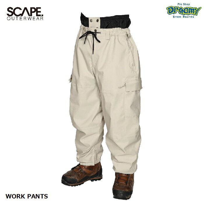 SCAPE エスケープ WORK PANTS 71123333 スノーパンツ 耐水圧10000mm 2レイヤー フロントポケット ウエストゲーター キーホルダー ユニセックス 正規品