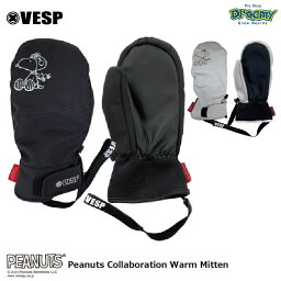 VESP べスプ Peanuts Collaboration Warm Mitten SNMG1029 スノーミトン 耐水圧10,000mm 5本指インナー スヌーピー ピーナッツ コラボ スノーボード 正規品