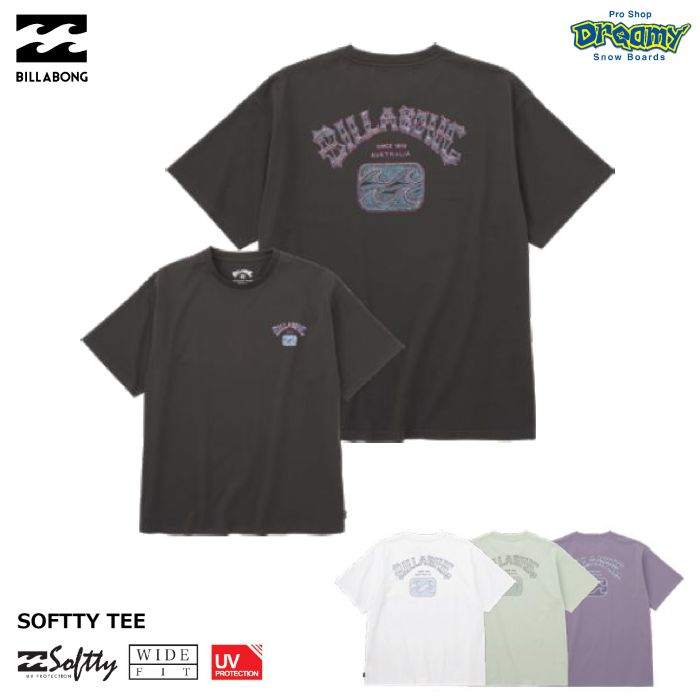 BILLABONG ビラボン SOFTTY TEE BE011861 ラッシュガード ワイドフィット半袖 Tシャツ UVプロテクション UPF15-30 バックプリント ロゴ 水着 スイムウェア 正規品