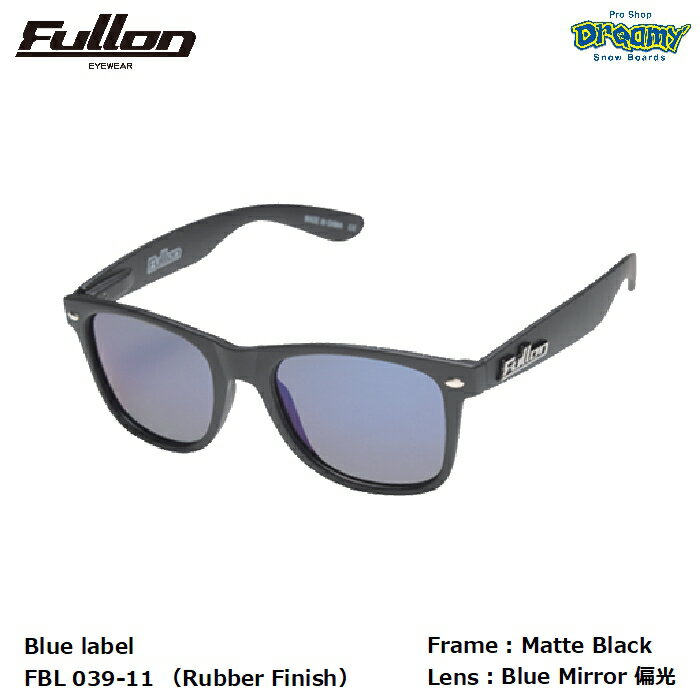 FULLON フローン FBL 039-11 (Rubber Finish) MatteBlack BlueMirror 偏光レンズ ウェリントン型 ラバーフィニッシュ メガネ拭き兼用巾着袋 サングラス 正規品