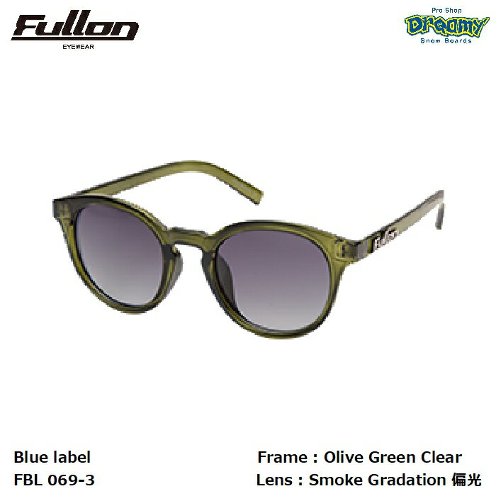 FULLON フローン FBL 069-3 OliveGreenClear SmokeGradation偏光レンズ ボストン型 メガネ拭き兼用超繊維巾着袋付属 ロゴ オリーブグリーン サングラス 正規品