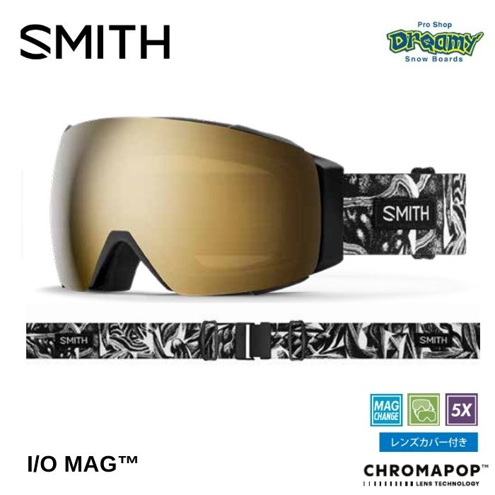 メーカー希望小売価格はメーカーカタログに基づいて掲載しています商品説明モデル名SMITHI/O MAG定価：49000+(税)モデルI/O MAGフレームカラーTyler Keeton Robbins Artist Series詳細SMITH MAG?レンズチェンジシステムを搭載したインターチェンジブルゴーグル。独自のマグネットシステムとレンズセキュリティシステムを採用。顔全体を包み込む完璧なフィットを求めたミディアムサイズフレームを採用。フォグフリービジョンを可能にするAir Evac?機能でヘルメットとの究極なインテグレーション。最大限の視界を確保するラージサイズの球面レンズには5X?アンチフォグテクノロジーを装備。一切無駄のないコンパクトな構造がマグネットゴーグルとは思えない軽さを実現。1枚で全天候に対応できる史上最強のCP Pro PhotochromicレンズをBlackに採用。クロマポップレンズ2枚標準装備。環境を考慮したサスティナブルパッケージ。レンズカバーが付属する。※20/21デザインリニューアルにより19/20 以前のモデルとのレンズ互換性はありません。※注意事項●返品について●お客様都合によるご注文後の返品・キャンセル・交換は一切受け付けておりませんので、予めご了承下さい。●商品画像について●撮影状況、PC状況により、色合いが若干異なる場合がありますので、ご了承の上ご購入ください。●商品欠品について●掲載されている全ての商品は実店舗・他のネットショッピングでも販売しております。ご注文を承り次第在庫を確保しますが、完売の際はご容赦下さい。&nbsp;●送料について●合計金額13,000円以上(税抜）は送料無料となりますが、北海道・沖縄・離島等の場合、別途送料が必要となります。&nbsp;