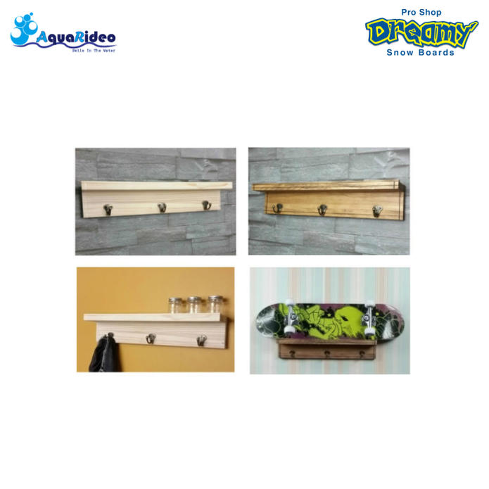 AquaRideo　アクアリデオ　SHELFシリーズ with 壁美人 EASY SHELF with HOOK　シェルフ　パイン材　耐..