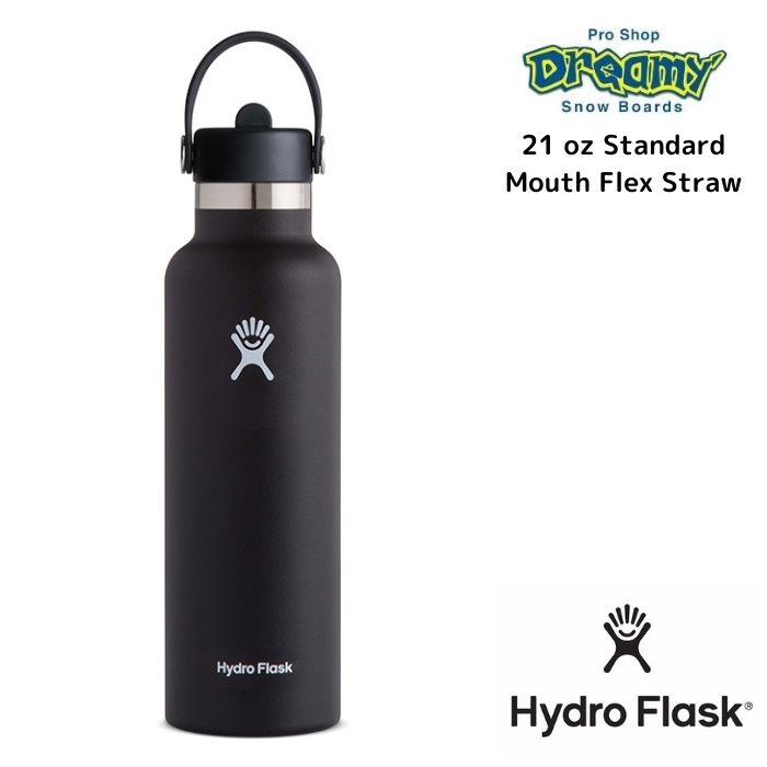HydroFlask ϥɥե饹 21 oz Standard Mouth Flex Straw Black 8901140032221 621ml ƥ쥹ܥȥ Ǯ¤ ȥɥ  