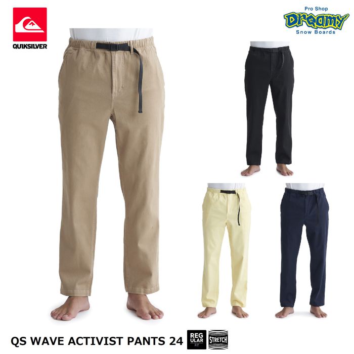 QUIKSILVER クイックシルバー QS WAVE ACTIVIST PANTS 24 QPT241074 イージーパンツ コットンベース ストレッチチノ ウォッシュ加工 ポケット 刺繍 ロゴ 正規品