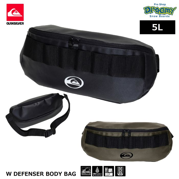 QUIKSILVER クイックシルバー W DEFENSER BODY BAG QBG241011 ウエストバッグ 5L 耐水 防汚 ウェビング ジップトップ ボディバッグ サターン ロゴ 正規品