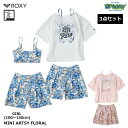 ROXY MINI ARTSY FLORAL TSW251102 キッズ 水着 3点セット100-150cm ビキニ ラッシュガード Tシャツ フリル フラワー スイムウェア 水着 ロキシー ガール 正規品