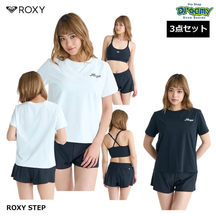 Rakuten - ROXY ROXY STEP RSW261010 3点セット 水陸両用 塩素対応 速乾 UVカット ビキニ 半袖 ラッシュTシャツ キュロット ロゴ 水着 スイムウェア ロキシー 正規品