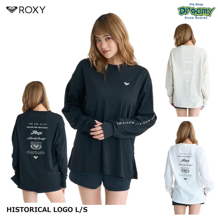 Rakuten - ROXY HISTORICAL LOGO L/S RLY261036 ラッシュガード 長袖 プルオーバー UVカット 塩素対応 水陸両用 速乾 バックプリント ロゴ 水着 スイムウェア ロキシー 正規品