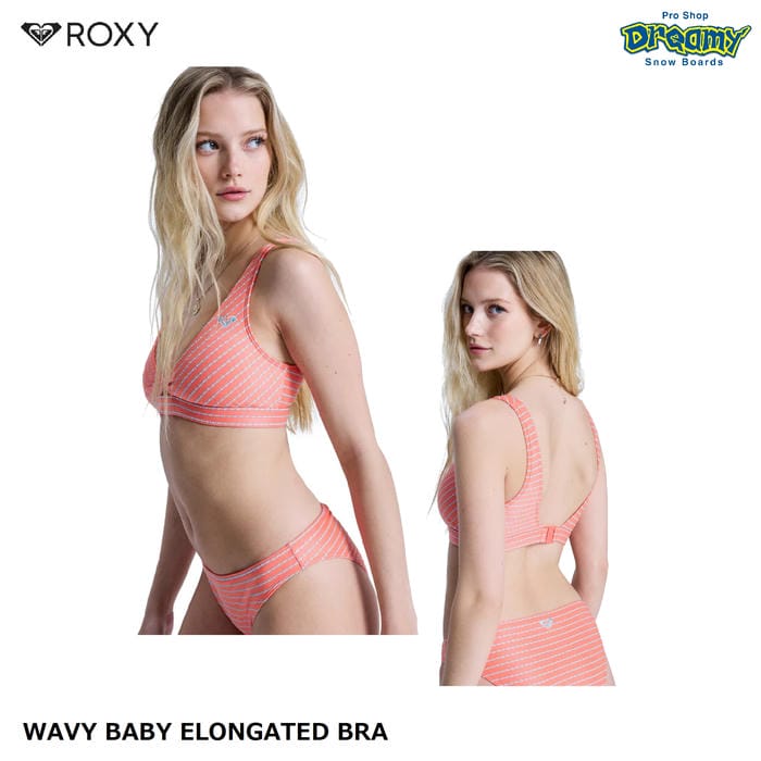 Rakuten - ROXY WAVY BABY ELONGATED BRA GRJX203254 ビキニ 取り外し可能パッド クリップ式クロージャー ストライプ柄 刺繍 ロゴ 水着 スイムウェア ロキシー 正規品