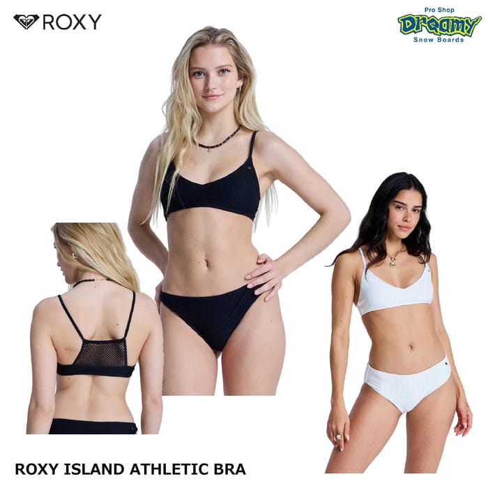 Rakuten - ROXY ROXY ISLAND ATHLETIC BRA GRJX203252 ビキニ 取り外し可能パッド ブラレット型 レース調 タイサイド ロゴ プレート 水着 スイムウェア ロキシー 正規品