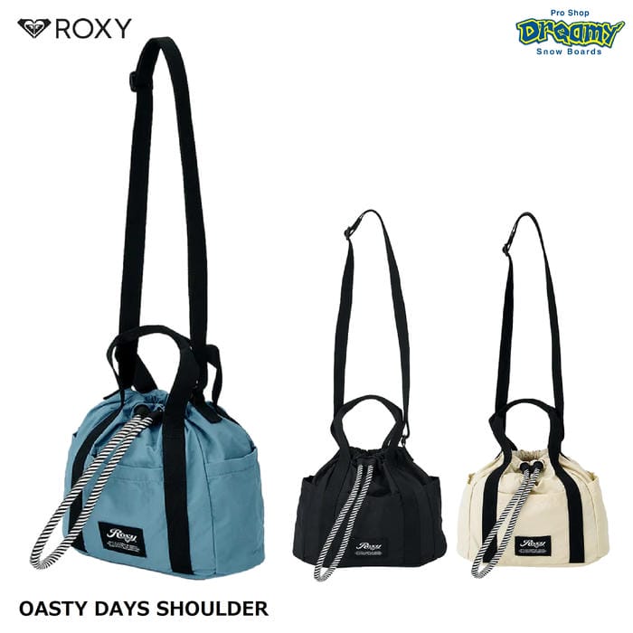 Rakuten - ROXY COASTY DAYS SHOULDER RBG261309 ショルダーバッグ 巾着型 撥水 肩掛け 外ポケット3個 内ポケット 長さ調節可能 ドローコード トート ロゴ ロキシー 正規品