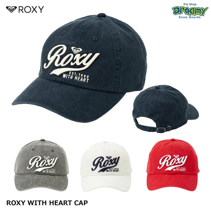 Rakuten - ROXY WITH HEART CAP RCP261325 キャップ 6パネル ストラップバック カーブドバイザー コットンツイル生地 深め スナップボタン 刺? ロゴ ロキシー 正規品