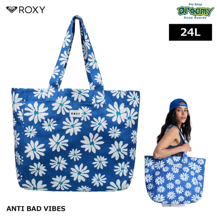 ROXY ANTI BAD VIBES ERJBT03431 トートバッグ 24L ファスナートップ ファスナー付き内ポケット ビッグサイズ 肩掛け キャンバス素材 ロゴ ロキシー 正規品