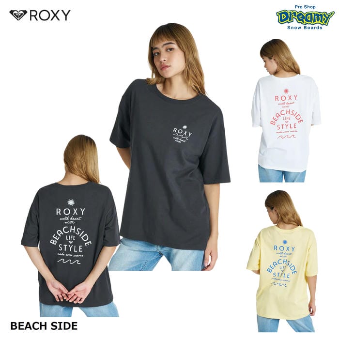 ROXY BEACH SIDE RST262038 Tシャツ半袖 抗菌防臭 接触冷感 ゆったりシルエット GREEN MINT グラフィック バックプリント コットン レーヨン ロキシー 正規品