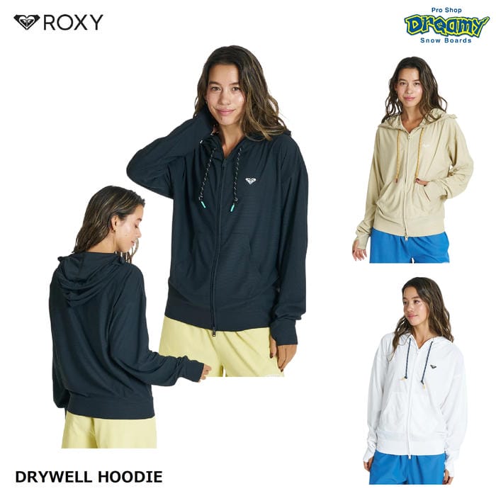 ROXY DRYWELL HOODIE RLY262014 ラッシュガード 長袖 UVカット 速乾 水陸両用 塩素対応 フード ジップアップ フェイスガード ダブルジップ ロゴ ロキシー 正規品
