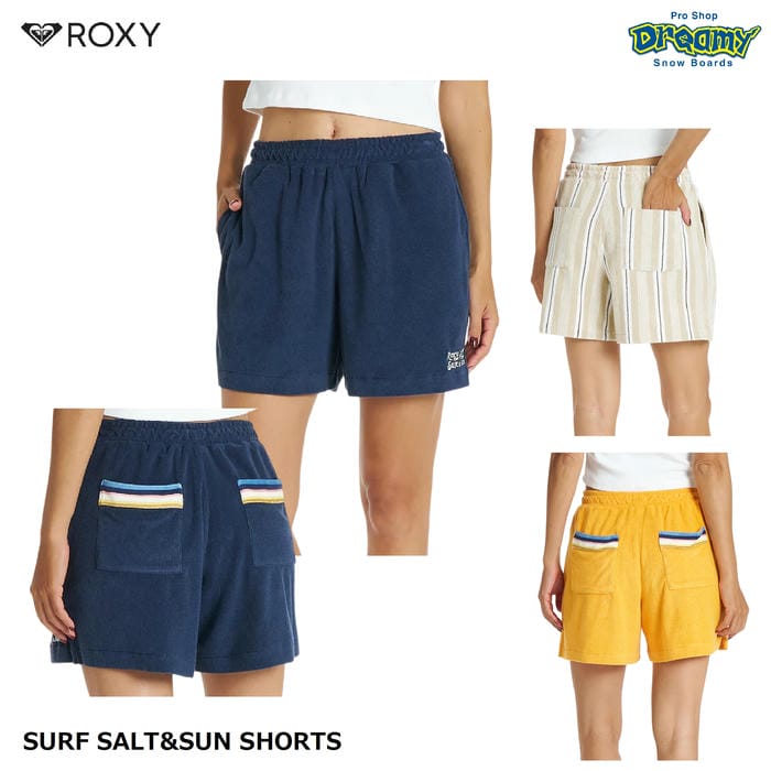 Cotton - ROXY SURF SALT&SUN SHORTS RPT262048 パンツ ショート丈 サイド/ヒップポケット コットンパイル生地 マルチカラー ストライプ 刺繍 ロゴ ロキシー 正規品