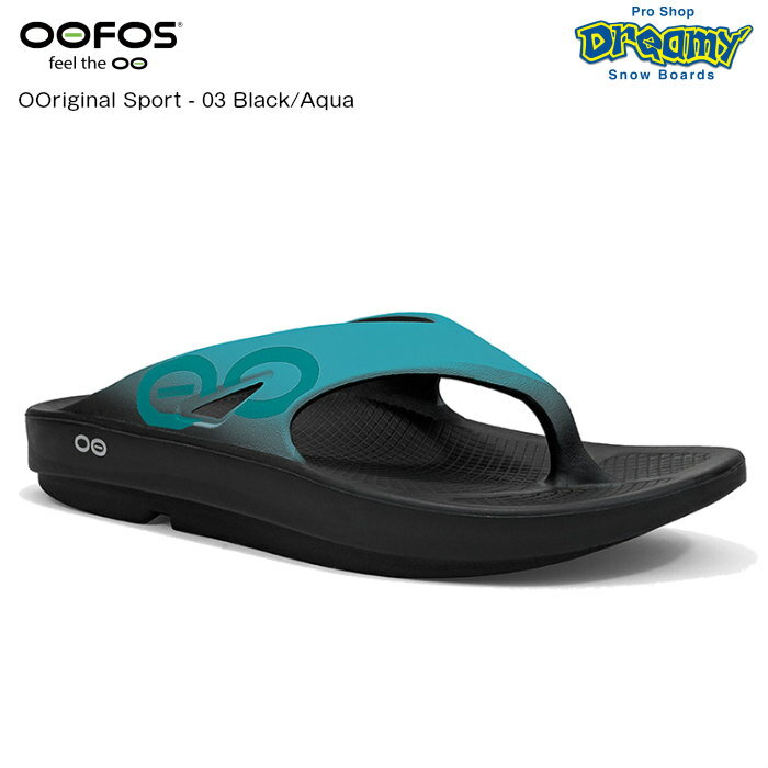 OOFOS ウーフォス OOriginal Sport - 03 Black/Aqua 5020030 リカバリーシューズ 特殊ソール OOfoam 衝撃吸収 防臭効果 痛み軽減 水に浮く 軽量設計 正規品