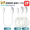 【枚数限定!10%割引券】【3本セット】5.0A iPhone Type-C 高速データ転送 急速充電ケーブル 0.3m 1.0m データ転送 高速 充電ケーブ...