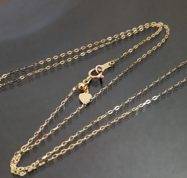 【1.0mm/45cm】k10ゴールド あずきチェーン ゴールド スライド式ネックレス レディース 10金 あづき 鎖 ペンダント用 アジャスターチェーン