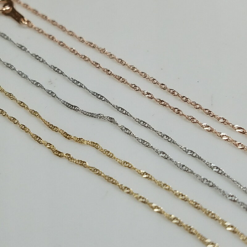 【0.92mm/40cm】k10イエローゴールド ダブルスクリューチェーン ネックレス 40センチ 10金新品sl015/40