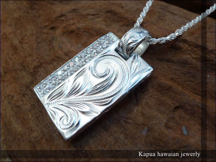 【kapua ハワイアンジュエリー DREDLINE】hts-010 スクロールパヴェジルコニアペンダント メンズ レディース silver925 シルバー925 シルバーアクセ ハワジュ ネックレス