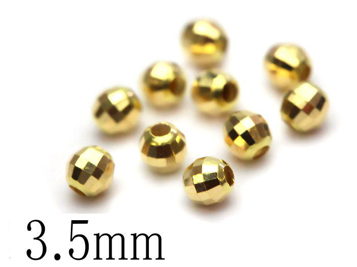 樂天商城 - svp-29/直径3.5mm k18 イエローゴールド ミラーカットビーズ 10個売り 中空 パーツ　ジュエリー ハンドメイド　金 クラフト バラ売り 部品 手作り