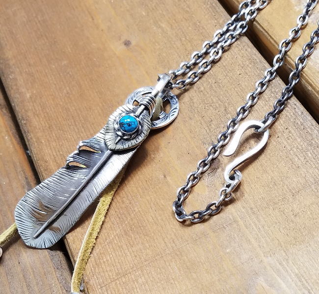 樂天商城 - nn-020 カスタムフェザーネックレス チェーン付き メンズ ペンダント silver925 シルバー925 シルバーアクセ ネイティブ系 インディアンジュエリー ホイール