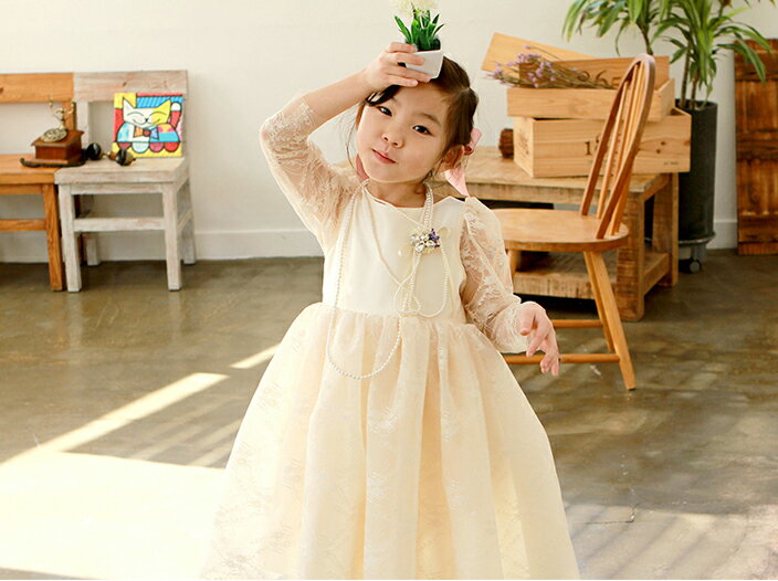 フェイトシースルースリーブ刺繍アイボリードレス（70 80 90 100 110 120 130 140）特別な日の思い出に 子供 ジュニア キッズ ベビーフォーマルドレス