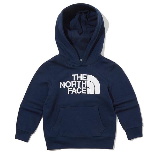 The North Face ノースフェイス K'S BIG LOGO HOODIE ネイビー フーディー 長袖 通学用 通園通学 男女兼用お散歩 暖かい お出掛け 部屋着 ホームウエア 可愛い オシャレ 人気 韓国 【中古】未使用品