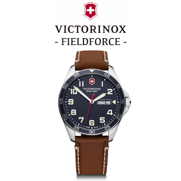 ビクトリノックス 腕時計（メンズ） ビクトリノックス 時計 腕時計 防水 メンズ FieldForce フィールドフォース VICTORINOX 正規品 ウォッチ 3針 デイデイト アルミニウム スイス ブランド アウトドア キャンプ レジャー 登山 青 ブルー 茶色 ブラウン 241848 OTTD