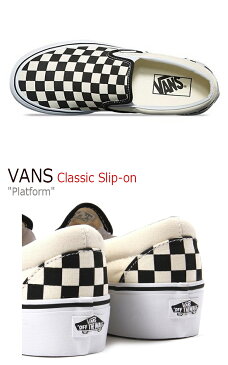 バンズ スニーカー VANS レディース 厚底 チェッカーボード CHECKERBOARD プラットフォーム PLATFORM スリッポン SLIP-ON ブラック BLACK ホワイト WHITE VN00018EBWW シューズ