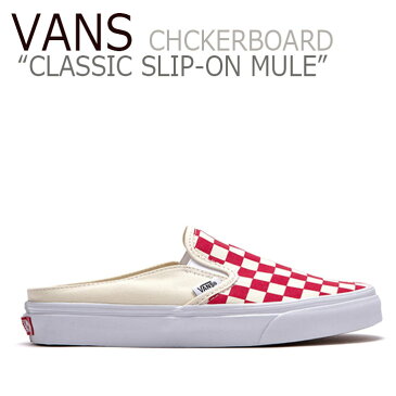 バンズ スリッポン スニーカー VANS レディース CLASSIC SLIP-ON MULE CHCKERBOARD クラシック スリッポン ミュール チェッカーボード RED レッド FLVN9S1W45 VN0004KTTLF1 シューズ