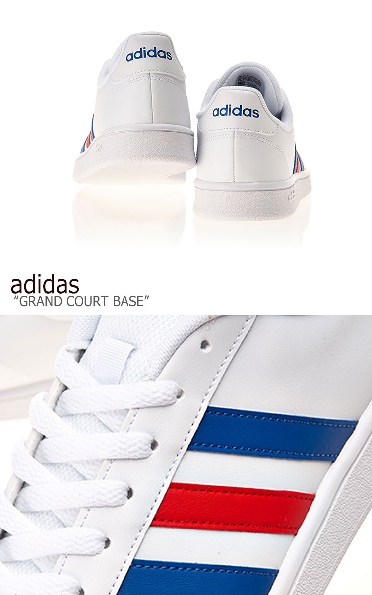 アディダス スニーカー adidas メンズ GRAND COURT BASE グランドコートベース WHITE BULE RED ホワイト ブルー レッド EE7901 シューズ 【中古】未使用品