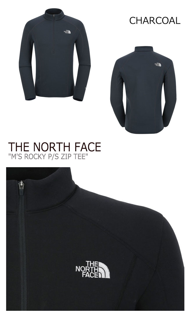 ノースフェイス THE NORTH FACE メンズ M'S ROCKY P/S ZIP TEE メンズ ロッキー ジップティー 長袖 BLACK CHARCOAL ブラック チャコール NT7LJ50A/B ウェア 【中古】未使用品