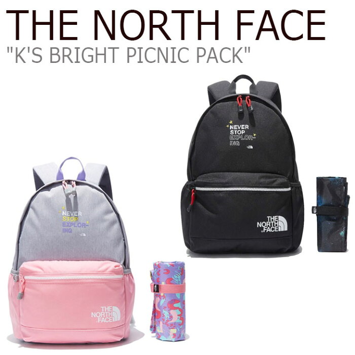 ノースフェイス バックパック THE NORTH FACE キッズ K'S BRIGHT PICNIC PACK ブライト ピクニックパック GREY グレー BLACK ブラック NM2DL10T/U バッグ 【中古】未使用品