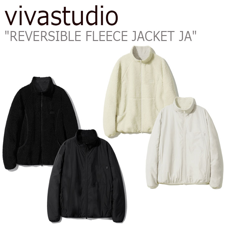 ビバスタジオ フリース vivastudio メンズ レディース REVERSIBLE FLEECE JACKET JA リバーシブル フリースジャケット BLACK ブラック IVORY アイボリー JAVJ02 ウェア