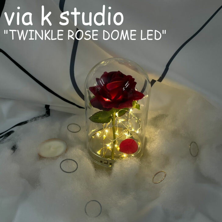 ビアケイスタジオ 造花 via k studio TWINKLE ROSE DOME LED トゥインクル ローズ LEDライト RED レッド 韓国雑貨 2166344 ACC