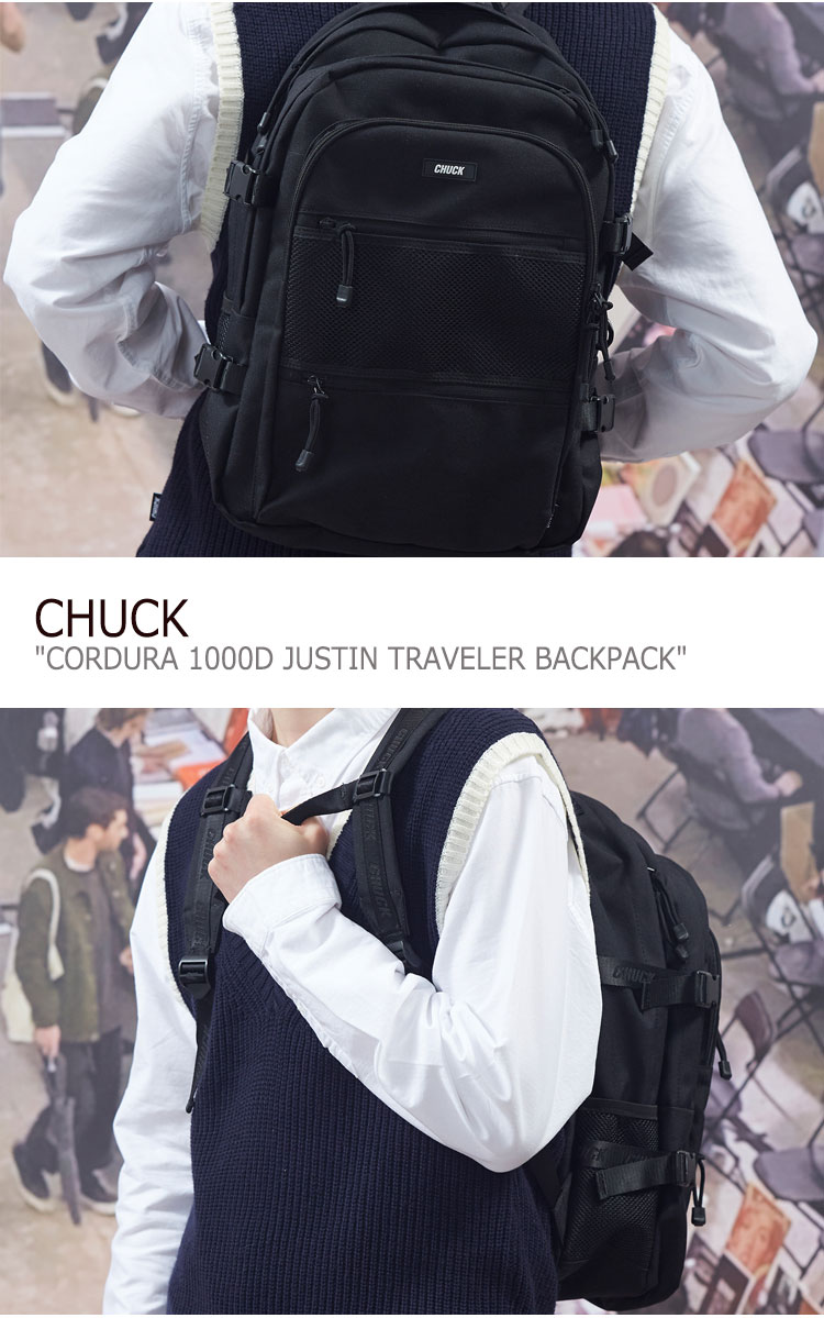 チャック バックパック CHUCK メンズ レディース CORDURA 1000D JUSTIN TRAVELER BACKPACK コーデュラ 1000D ジャスティン トラベラーバックパック BLACK ブラック CWACBPTR01BK バッグ