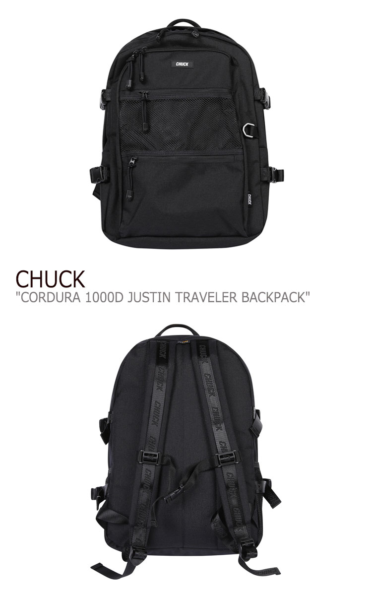 チャック バックパック CHUCK メンズ レディース CORDURA 1000D JUSTIN TRAVELER BACKPACK コーデュラ 1000D ジャスティン トラベラーバックパック BLACK ブラック CWACBPTR01BK バッグ